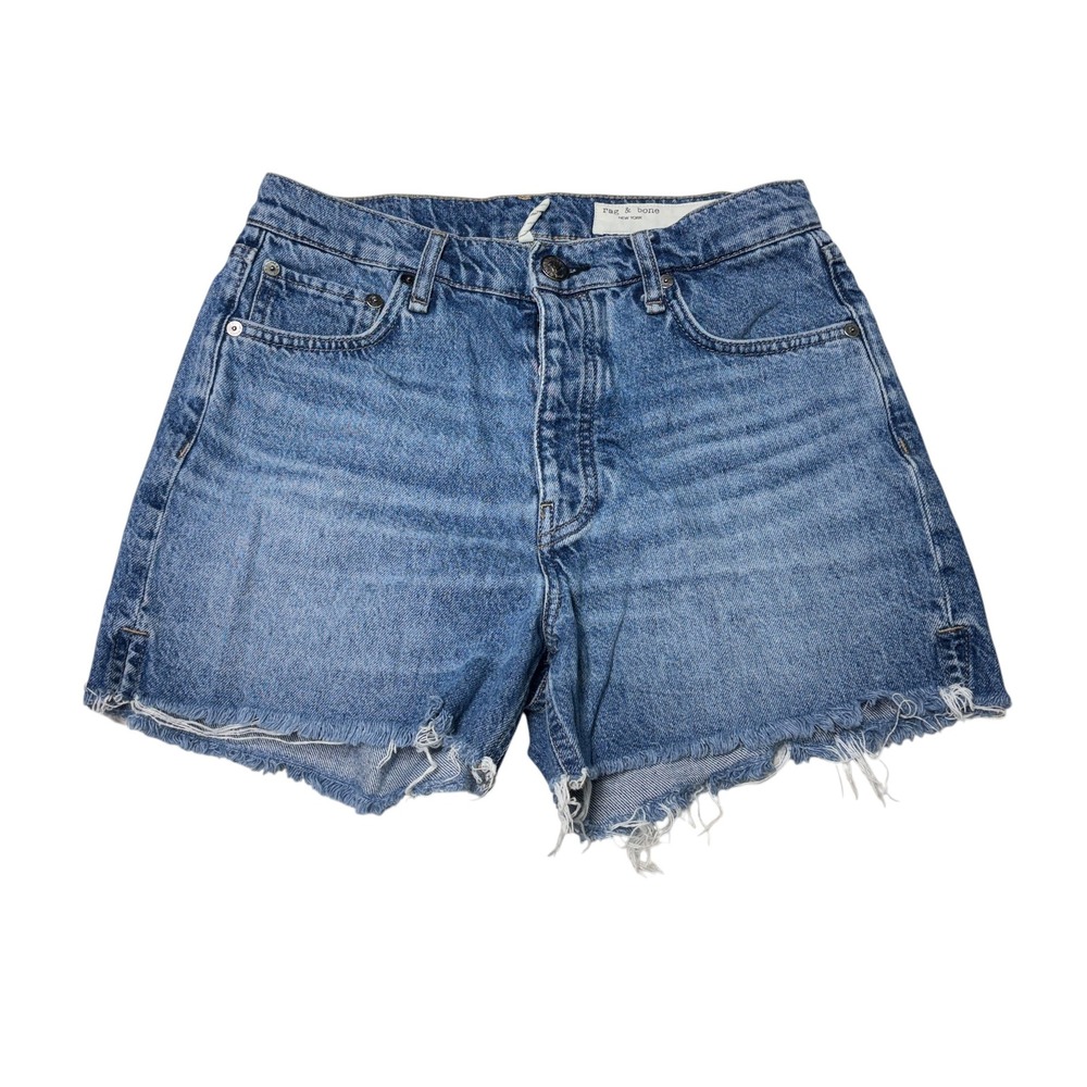 Rag & Bone Noelle High Rise Denim Shorts Blue Button Fly Womens 26X4
